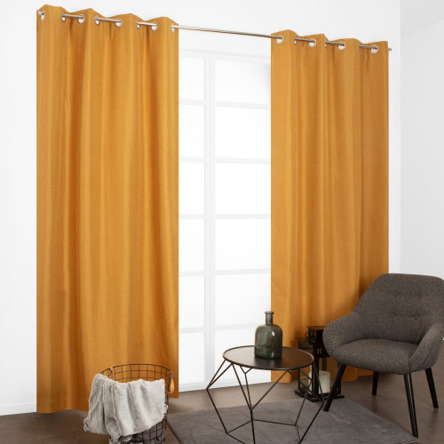 Rideau thermique, Chambray jaune curry l.135 x H.240 cm - JBY CREATION