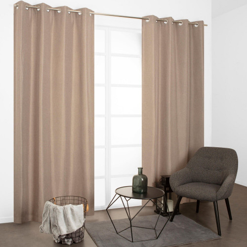 Rideau thermique, Chambray taupe l.135 x H.240 cm - JBY CREATION
