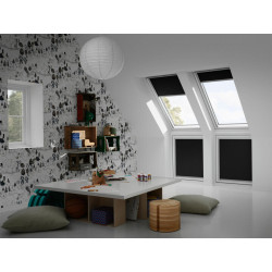 Store fenêtre de toit VELUX occultant manuel noir DKL M04, cadre gris - VELUX