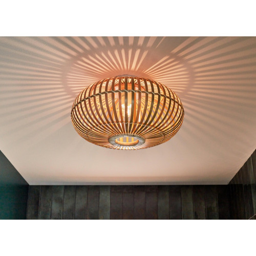 Plafonnier SDB Manille, nature, 1xE27 bambou D.38 cm, LUSSIOL - LUSSIOL