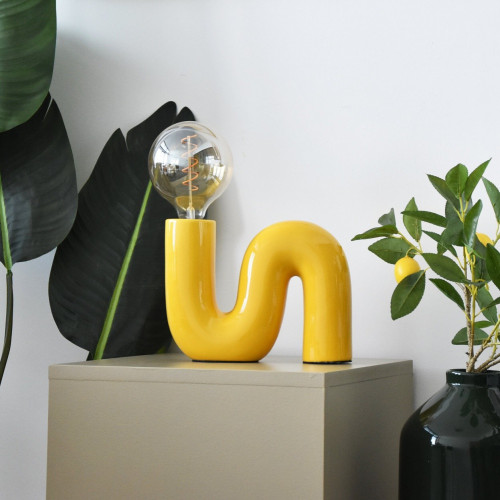 Lampe à poser POP S E27 céramique jaune - Sans marque
