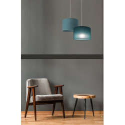 Suspension Natt, E27, diam.29 cm, coton bleu canard, METROPOLIGHT - METROPOLIGHT
