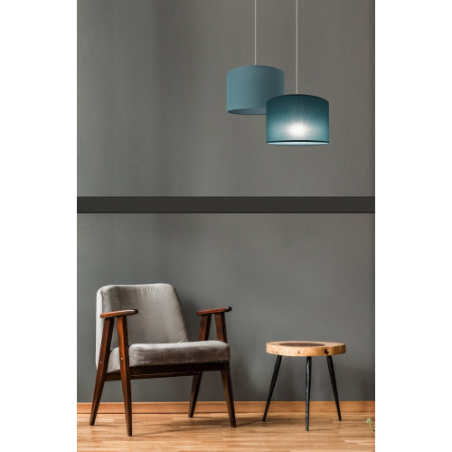 Suspension Natt, E27, diam.29 cm, coton bleu canard, METROPOLIGHT - METROPOLIGHT