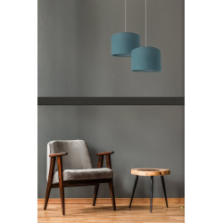 Suspension Natt, E27, diam.29 cm, coton bleu canard, METROPOLIGHT - METROPOLIGHT