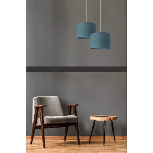 Suspension Natt, E27, diam.29 cm, coton bleu canard, METROPOLIGHT - METROPOLIGHT
