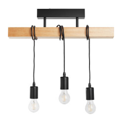Plafonnier Industriel E27 Townshend Bois Noir, 3 X 60 W Eglo de marque Eglo, référence: B9124000