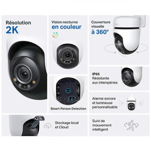 Camera de surveillance exterieure motorise filaire tc41 tapo blanc - TP LINK