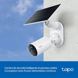 Camera exterieure avec panneau solaire tc82 tapo blanc de marque TP LINK, référence: B9124700