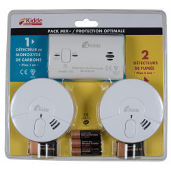 Détecteur de fumee x2 + 1 Détecteur de monoxyde pack kidde de marque Kidde, référence: B9125100