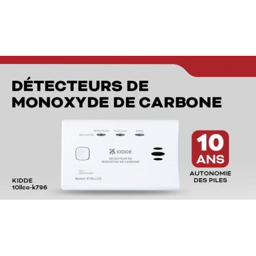 Détecteur monoxyde de carbone k10llco 10 ans kidde - Kidde