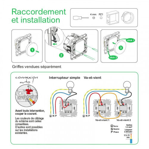 Lot de 5 interrupteurs va-et-vient complet, Odace, SCHNEIDER ELECTRIC, blanc - SCHNEIDER ELECTRIC