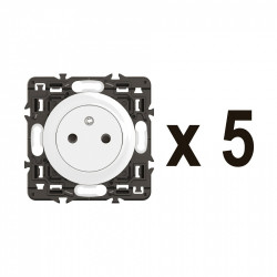Lot de 5 prises avec terre, à assembler, LEGRAND Celiane, blanc de marque LEGRAND, référence: B9128500