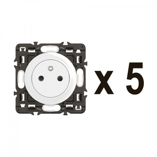 Lot de 5 prises avec terre, à assembler, LEGRAND Celiane, blanc - LEGRAND