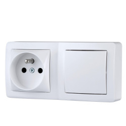Interrupteur + prise saillie complet Alréa, SCHNEIDER ELECTRIC, blanc - SCHNEIDER ELECTRIC