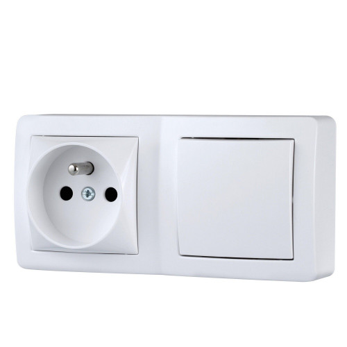 Interrupteur + prise saillie complet Alréa, SCHNEIDER ELECTRIC, blanc - SCHNEIDER ELECTRIC