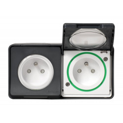 Double prise avec terre saillie Mureva Styl, SCHNEIDER ELECTRIC, anthracite de marque SCHNEIDER ELECTRIC, référence: B9130400
