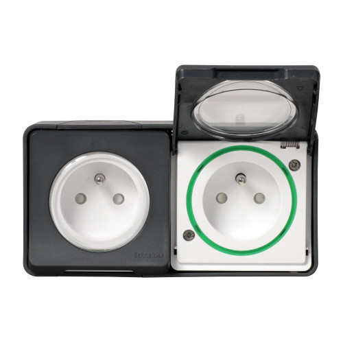 Double prise avec terre saillie Mureva Styl, SCHNEIDER ELECTRIC, anthracite - SCHNEIDER ELECTRIC