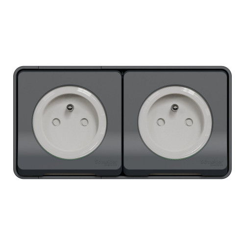 Double prise avec terre saillie Mureva Styl, SCHNEIDER ELECTRIC, anthracite - SCHNEIDER ELECTRIC