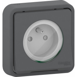 Prise avec terre étanche encastrée complet Mureva Styl, SCHNEIDER ELECTRIC, anthracite de marque SCHNEIDER ELECTRIC, référence: B9131100