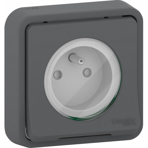 Prise avec terre étanche encastrée complet Mureva Styl, SCHNEIDER ELECTRIC, anthracite - SCHNEIDER ELECTRIC