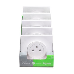 Lot de 5 prises affleurantes complètes Odace, SCHNEIDER ELECTRIC, blanc de marque SCHNEIDER ELECTRIC, référence: B9132000