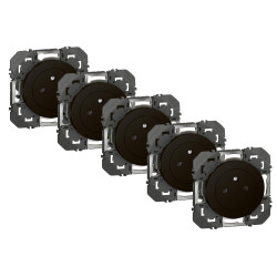Lot de 5 prises avec terre, à assembler Dooxie, LEGRAND, noir de marque LEGRAND, référence: B9132100