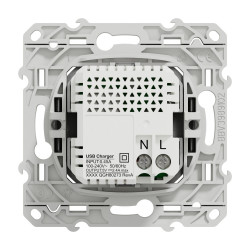 Prise chargeur double usb A+C 12W à assembler Odace, SCHNEIDER ELECTRIC, aluminium - SCHNEIDER ELECTRIC