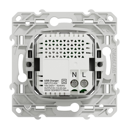 Prise chargeur double usb A+C 12W à assembler Odace, SCHNEIDER ELECTRIC, aluminium - SCHNEIDER ELECTRIC