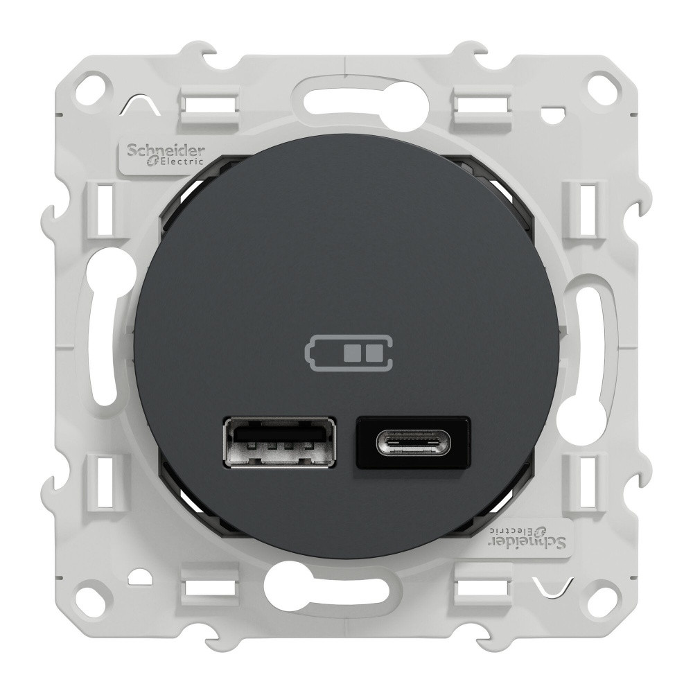 Mécanisme double chargeur usb A + C Schneider Electric Odace - vue 3