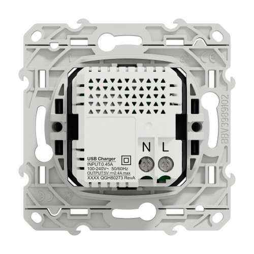 Prise chargeur double usb A+C 12W à assembler Odace, SCHNEIDER ELECTRIC, anthracite - SCHNEIDER ELECTRIC