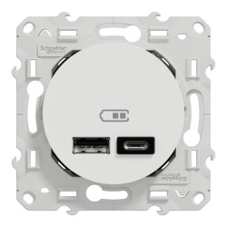 Prise chargeur double usb A+C 12W à assembler Odace, SCHNEIDER ELECTRIC, blanc de marque SCHNEIDER ELECTRIC, référence: B9132900