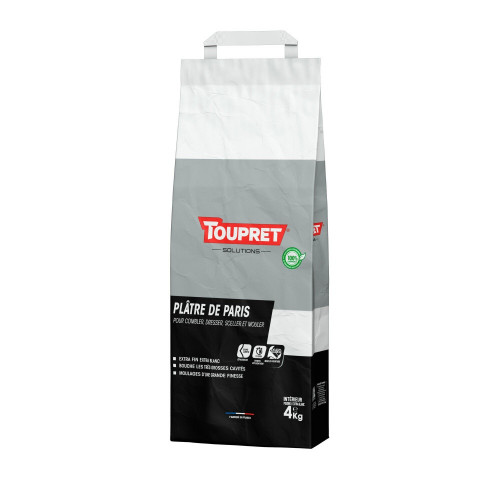 Plâtre de paris en poudre pour mur et plafond intérieur, TOUPRET, 4 kg - Toupret