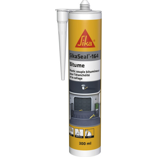 Mastic colle bitume SIKASEAL 164 noir SIKA 300 ml - SIKA
