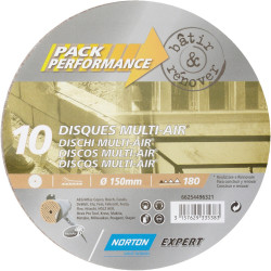 Lot De 10 Disques Abrasifs Norton, 150 Mm, Grains 180 de marque NORTON, référence: B9153600
