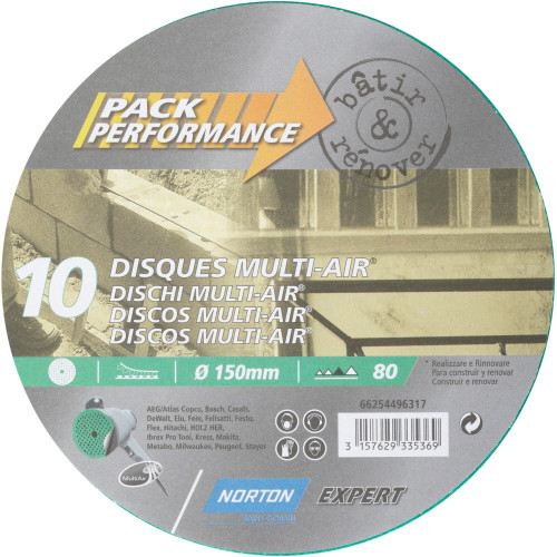 Lot De 10 Disques Abrasifs Norton, 150 Mm, Grains 80 - NORTON