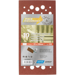 Lot de 10 patins abrasifs NORTON, 115x230 mm, grains 120 de marque NORTON, référence: B9154000