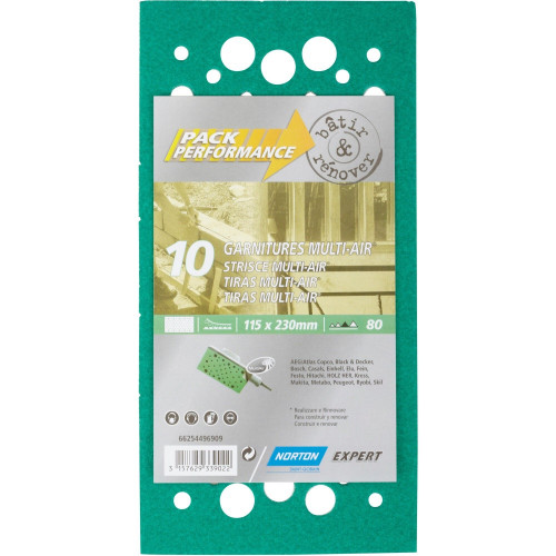 Lot de 10 patins abrasifs NORTON, 115x230 mm, grains 80 - NORTON