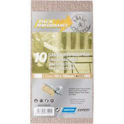 Lot de 10 patins abrasifs NORTON, 93x185 mm, grains 180 de marque NORTON, référence: B9154200