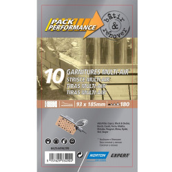 Lot de 10 patins abrasifs NORTON, 93x185 mm, grains 180 - NORTON