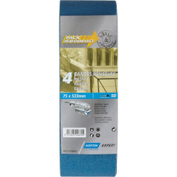 Lot de 4 bandes abrasives NORTON, 75 x 533 mm, grains 50 de marque NORTON, référence: B9154700