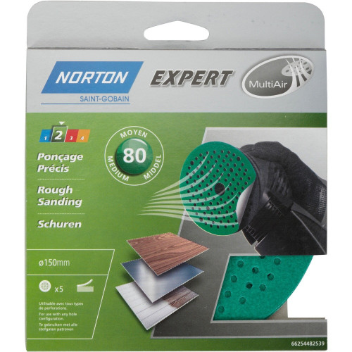 Lot De 5 Disques Abrasifs Norton, 150 Mm, Grains 80 - NORTON
