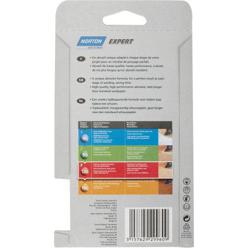 Lot De 5 Patins Abrasifs Norton, 102X152 Mm, Grains 120 - NORTON