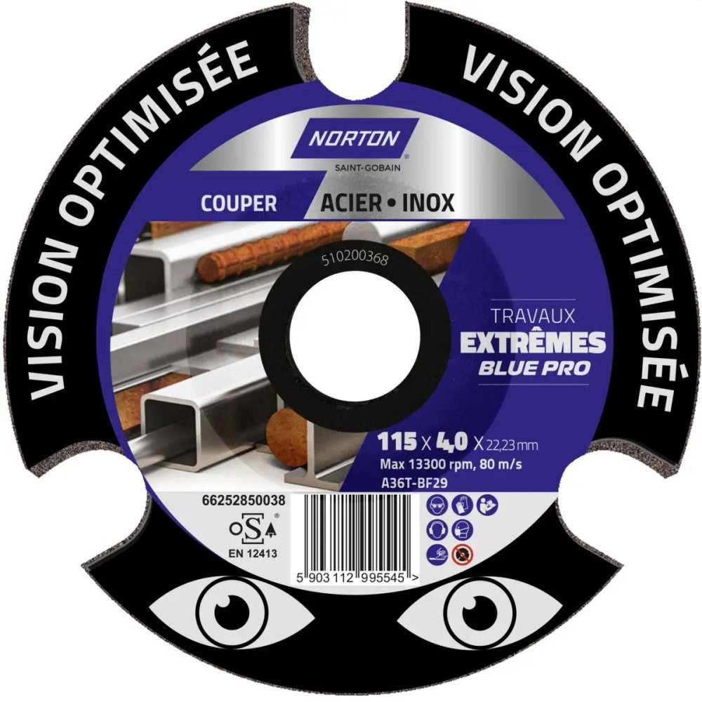 Disque vision extreme acier inox 115 x 4 0