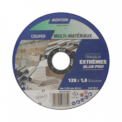 Lot de 3+1 disques 125x1,6 tous mat NORTON - NORTON