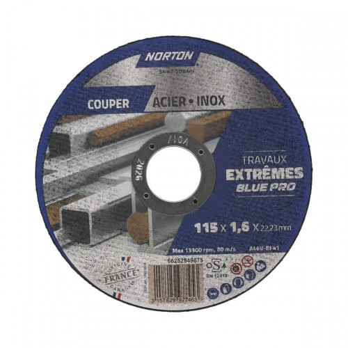 Lot de 4+1 disques 115x1,6 acier/inox extreme - NORTON