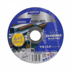 Lot de 4+1 disques 115x1,6 acier/inox extreme - NORTON