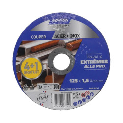 Lot de 4+1 disques acier/inox NORTON 125x1,6 de marque NORTON, référence: B9157200