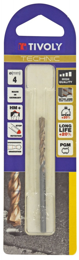 Foret à béton TIVOLY Technic SLR Diamètre 4 mm Acier 1 unité