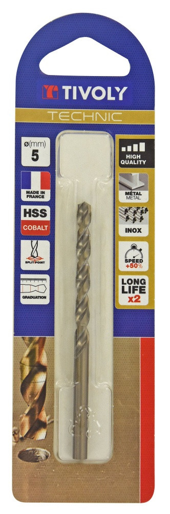 Foret à métaux TIVOLY Technic D : 5 mm Acier rapide Haute performance