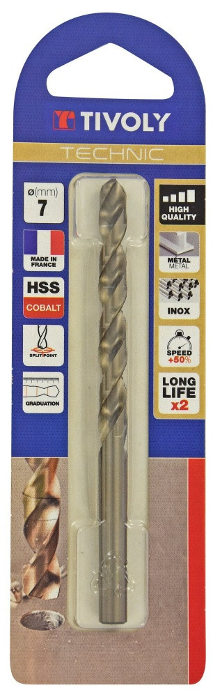 Foret à métaux TIVOLY D: 7 mm Acier rapide HSS Haute performance Auto centrant